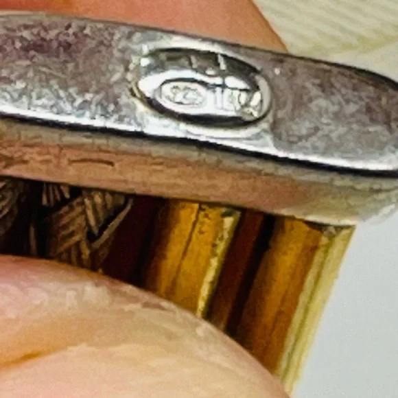 925 Sterling Silver Double Twist Cuff Bracelet Two Tone Italy 23g Sz 6-6.25” - Picture 6 of 10